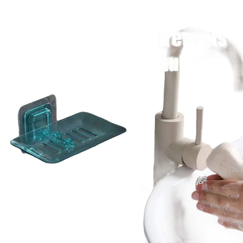Trendy Blue Drain Soap Holder for funky bathroom storage and easy soap access