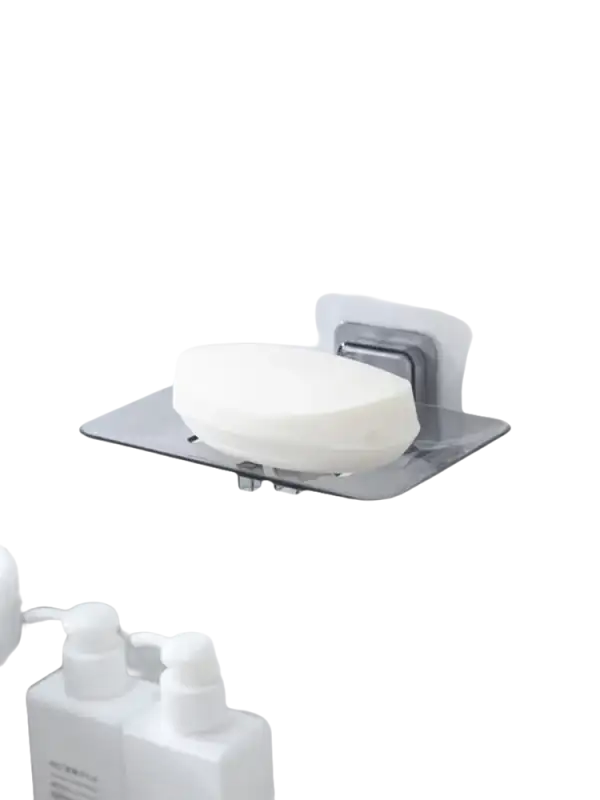 Trendy blue drain soap holder wall-mounted for funky bathroom storage