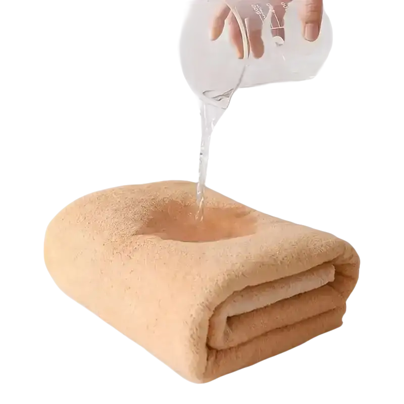 Folded tan towel from Trendy Coral Bath Set Towel Shenanigans being soaked, highly absorbent 2pc bath towels set