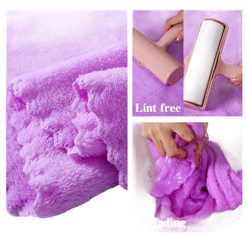 Purple microfiber towel from Trendy Coral Bath Set Towel Shenanigans, highly absorbent and trendy