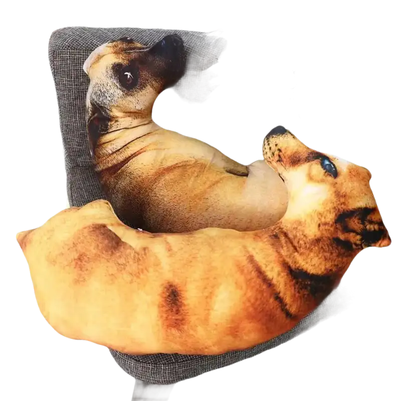 Trendy dog head throw pillow looks like a cute lifelike animal for cozy decor