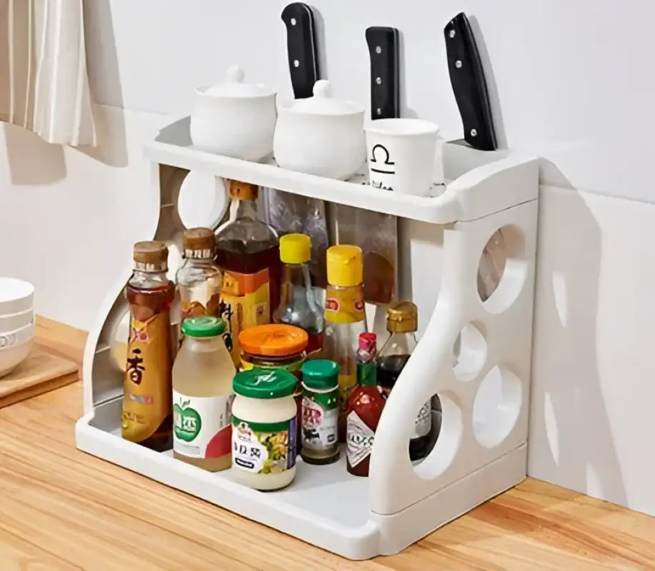 Multi-Layer Kitchen Storage Shelf System - Light Grey