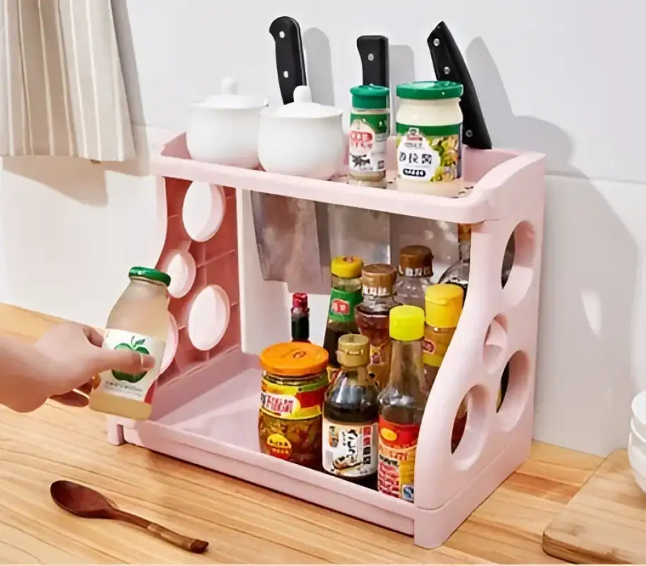 Multi-Layer Kitchen Storage Shelf System - Pink