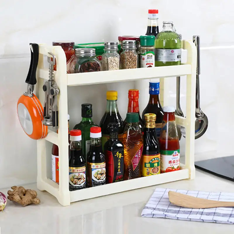 Multi-Layer Kitchen Storage Shelf System - White