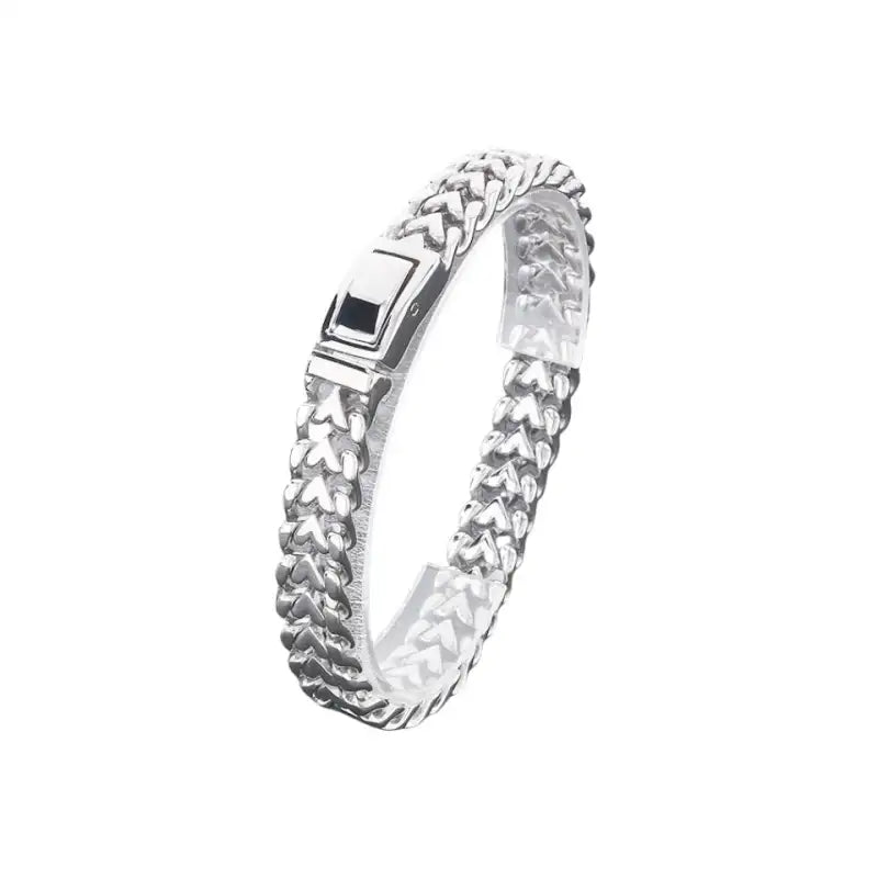 Golden Steel Charm Bangle - Silver / 21cm