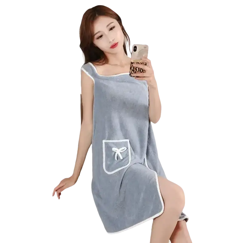 Blue beach spa towel wrap for girls with pocket, 140x85cm, perfect spa towel wrap