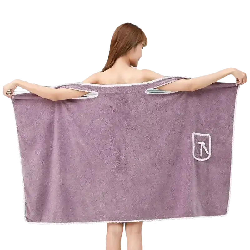 Lavender trendy spa towel wrap with white trim, perfect beach spa towel for cool babes