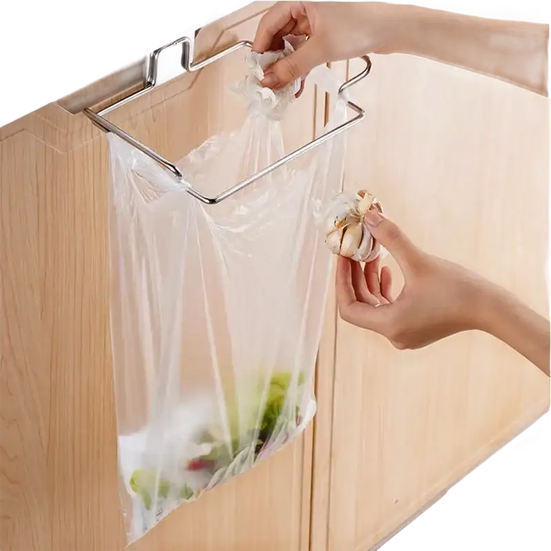 Over-the-cabinet trash rack and bag holder for your stainless steel cabinet