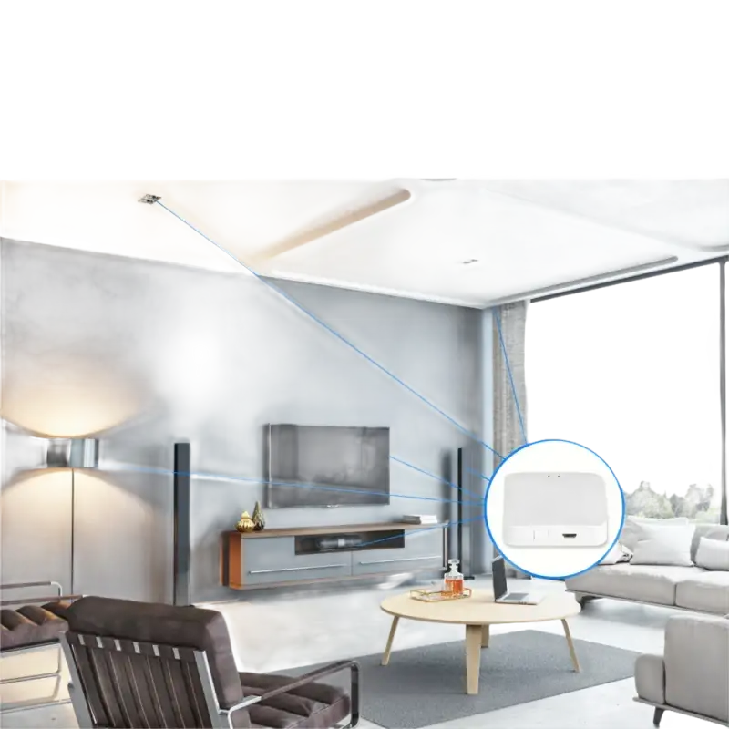 White smart home hub from Trendy Tuya Bluetooth Gateway with humidity sensor for indoor climate