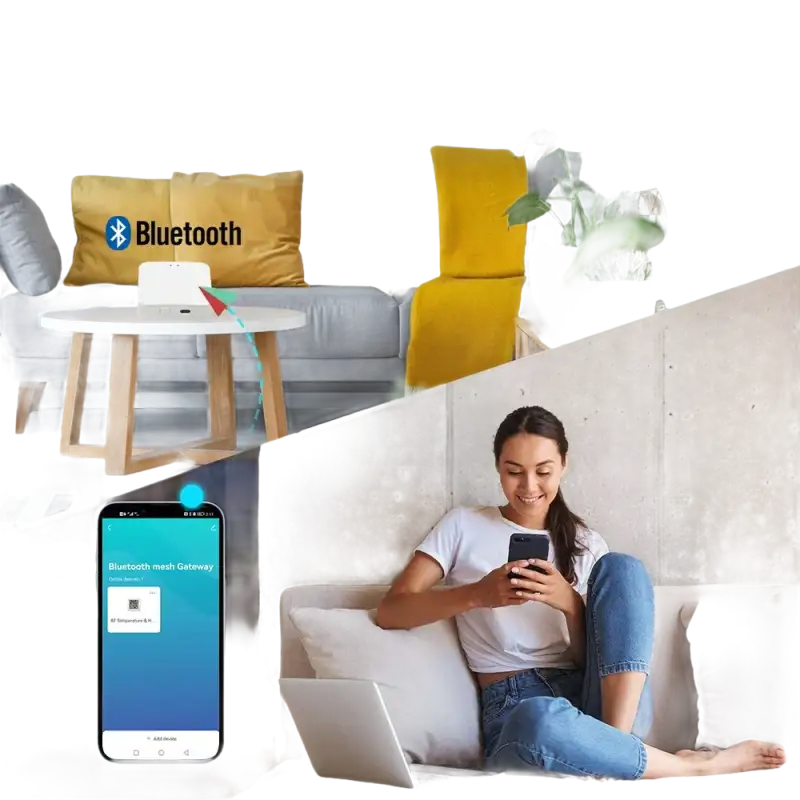 Trendy Tuya Bluetooth Gateway with humidity sensor and smart Bluetooth device inside