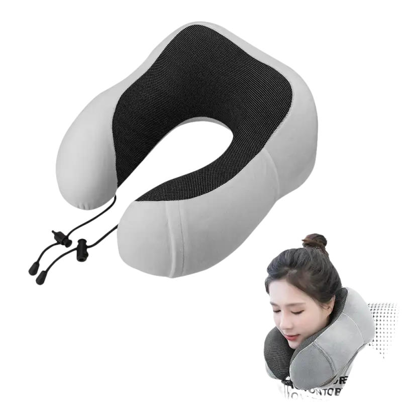 U-shape U-Comfort Memory Foam Travel Pillow with Adjustable Drawstring for Chill Vibes