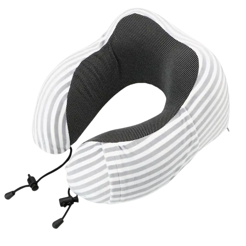 Striped u-comfort memory foam shaped travel healthcare neck pillow for a trendy chill vibe