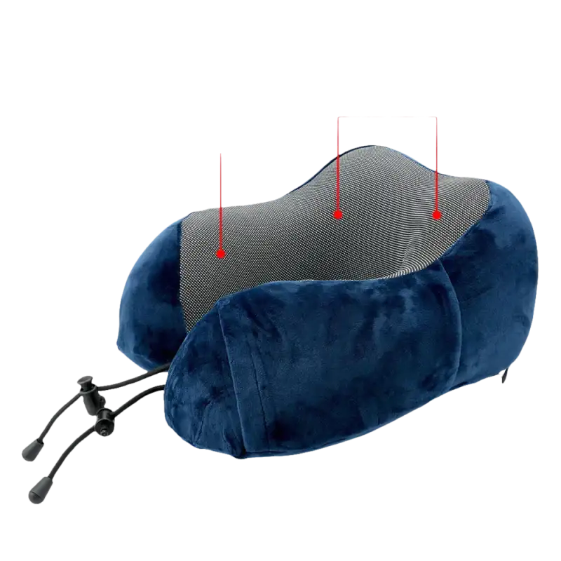 Blue and gray u-comfort memory foam neck pillow trendy shaped travel healthcare vibe