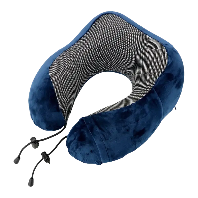 Blue u-comfort memory foam shaped travel healthcare neck pillow for a trendy chill vibe
