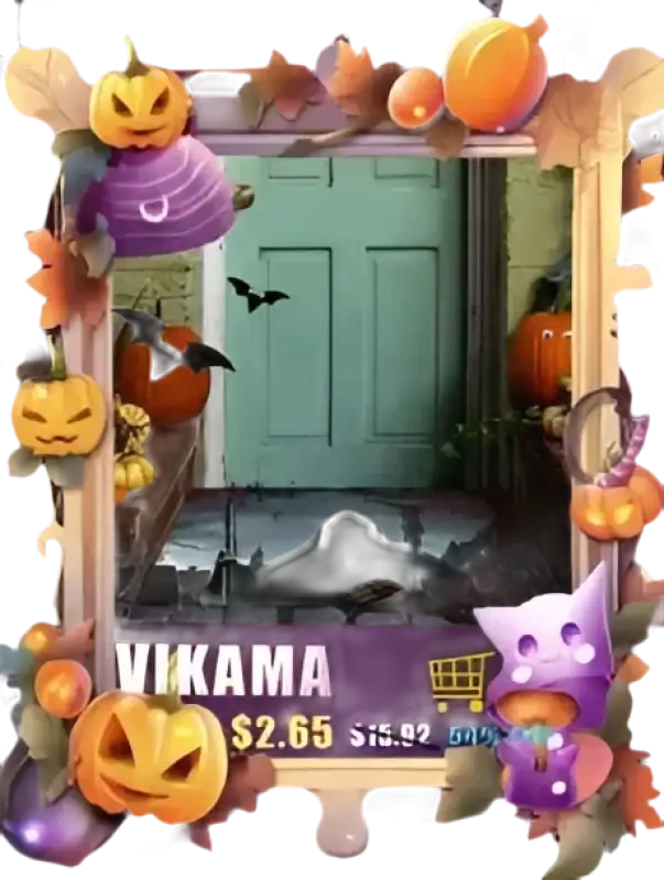 Halloween-themed frame on Trendy Vikama Tie Dye Silk Wool Rug perfect for your space