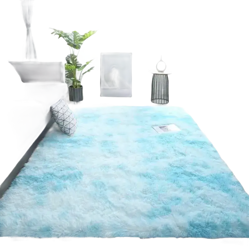 Blue and white fluffy Vikama Tie-Dye Silk Rug from the trendy Tie-Dye Silk Wool collection