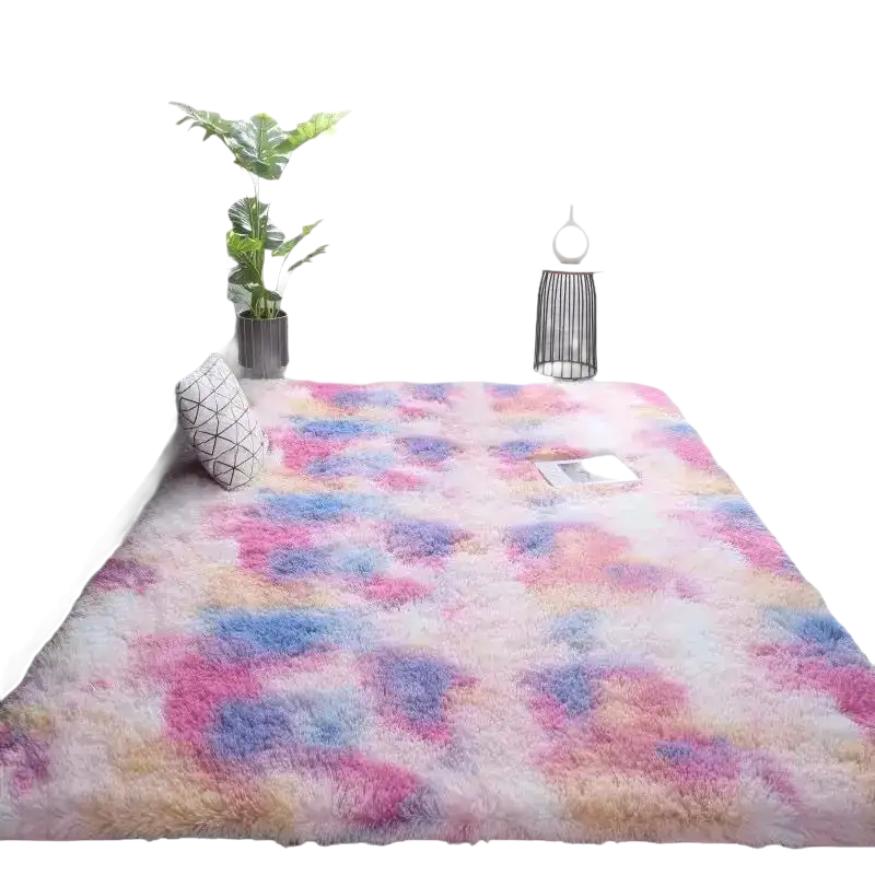 Colorful trendy Vikama Tie-Dye Silk Rug with vibrant shag for a fun floor upgrade