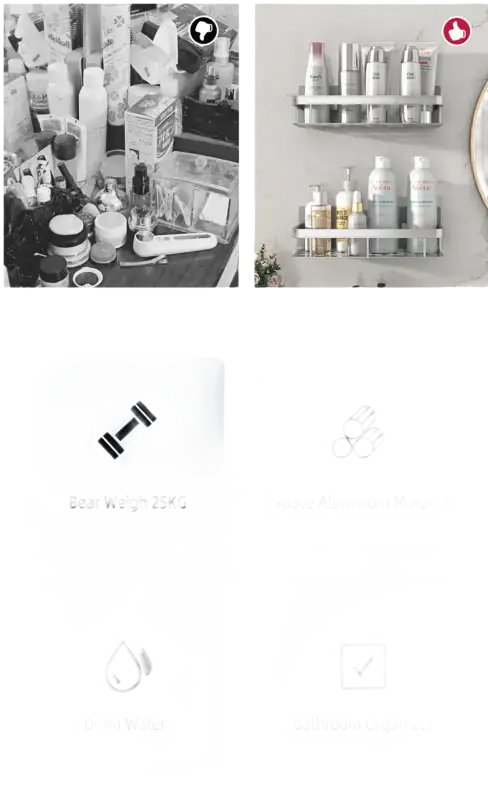 Bathroom organizer features.