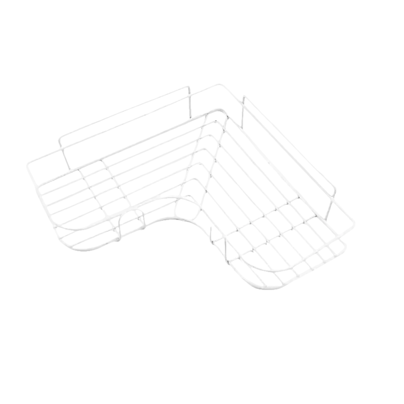 White wire corner shelf.
