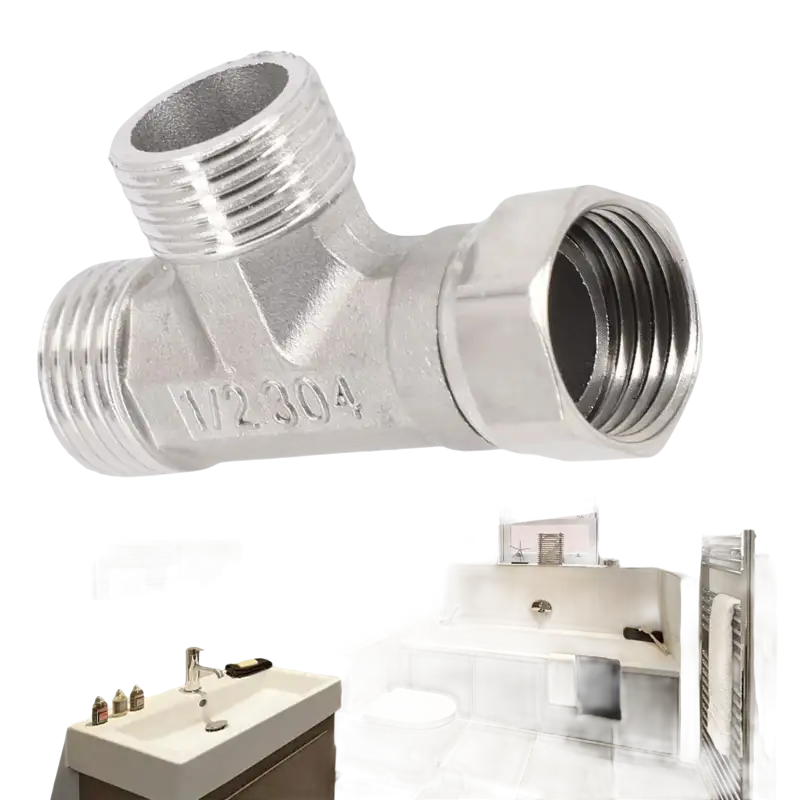 Metal plumbing T-fitting.