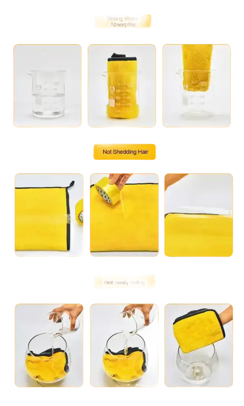 Yellow absorbent towel.