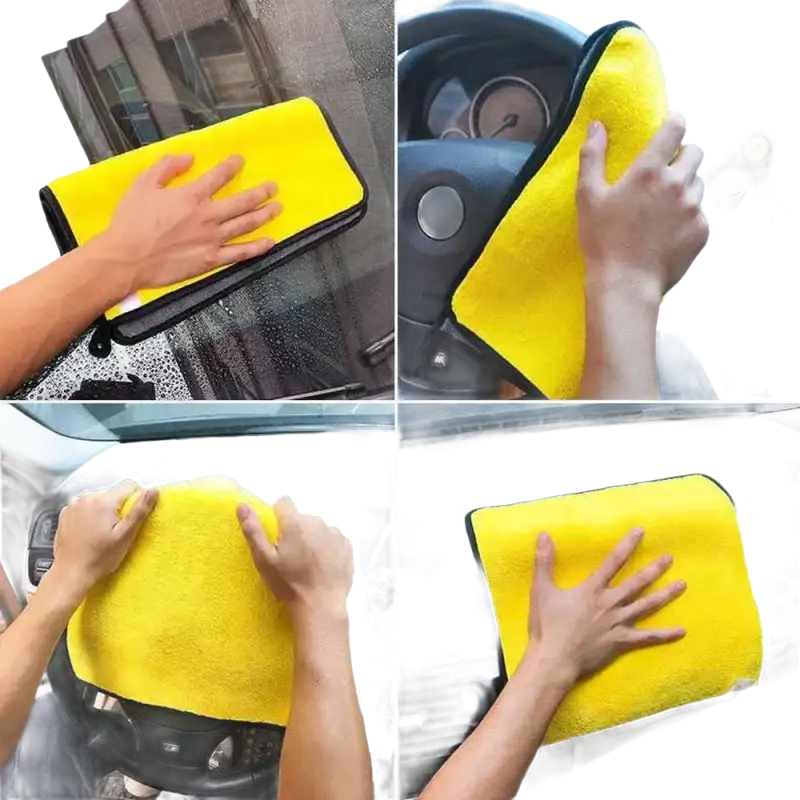 Yellow microfiber cleaning cloth.