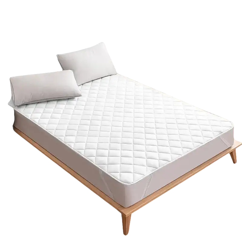 White quilted mattress pad.