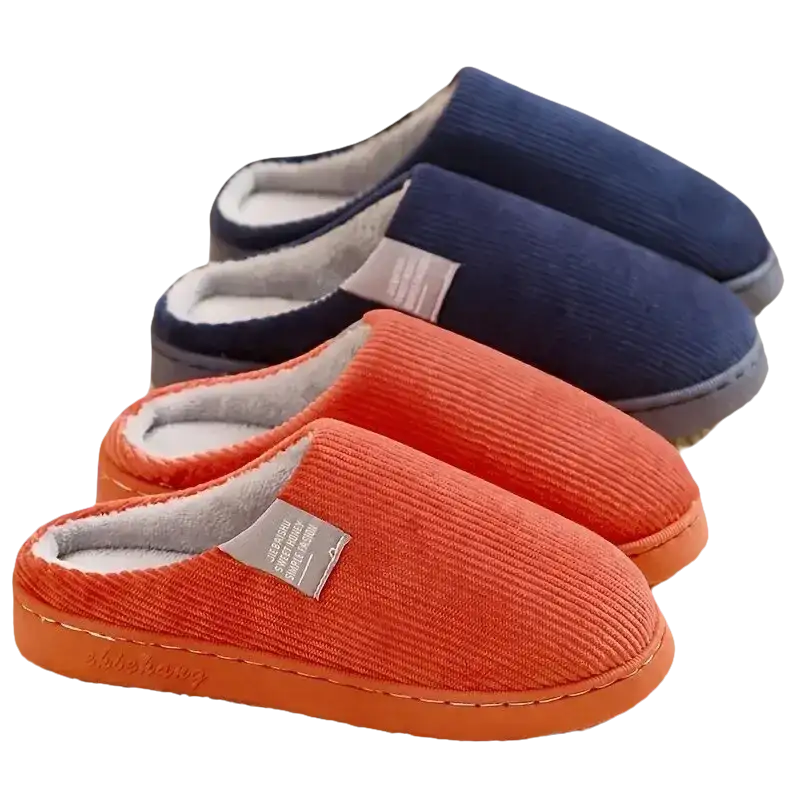 Corduroy house slippers.