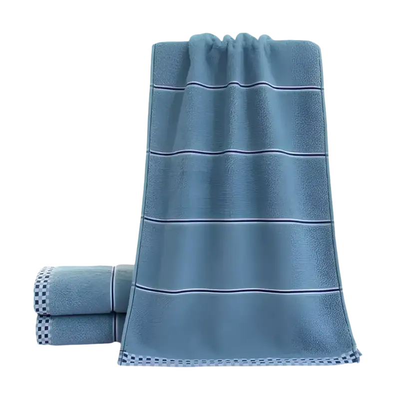 Blue striped cotton towels.