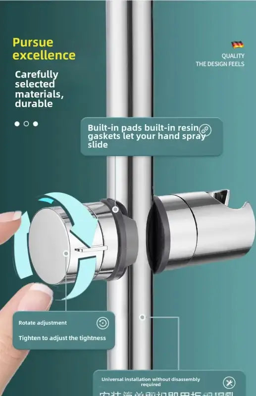 1pc Universal Shower Head Holder Adjustable 18~25mm ABS Chrome Shower Rail Holder Bathroom Accessories Shower Mounting