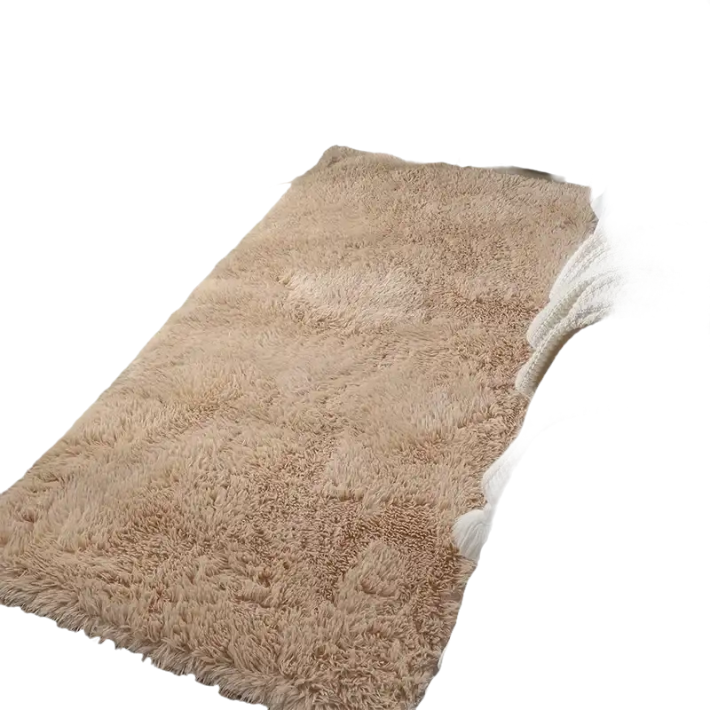 Beige shag rug.