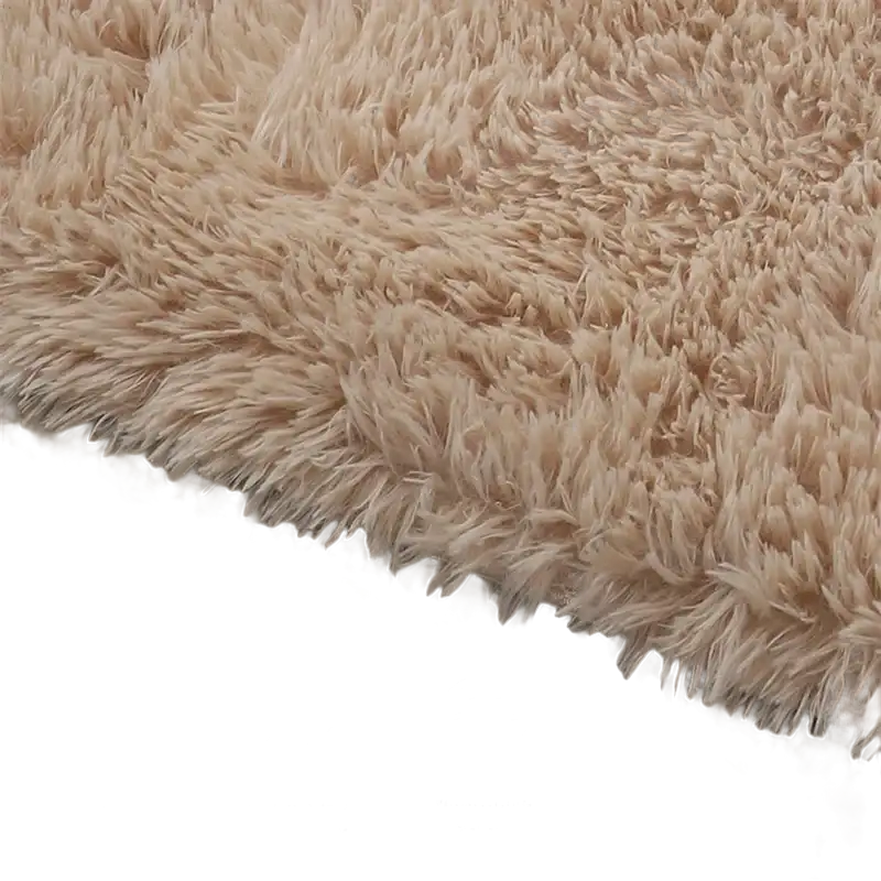 Beige shaggy rug.