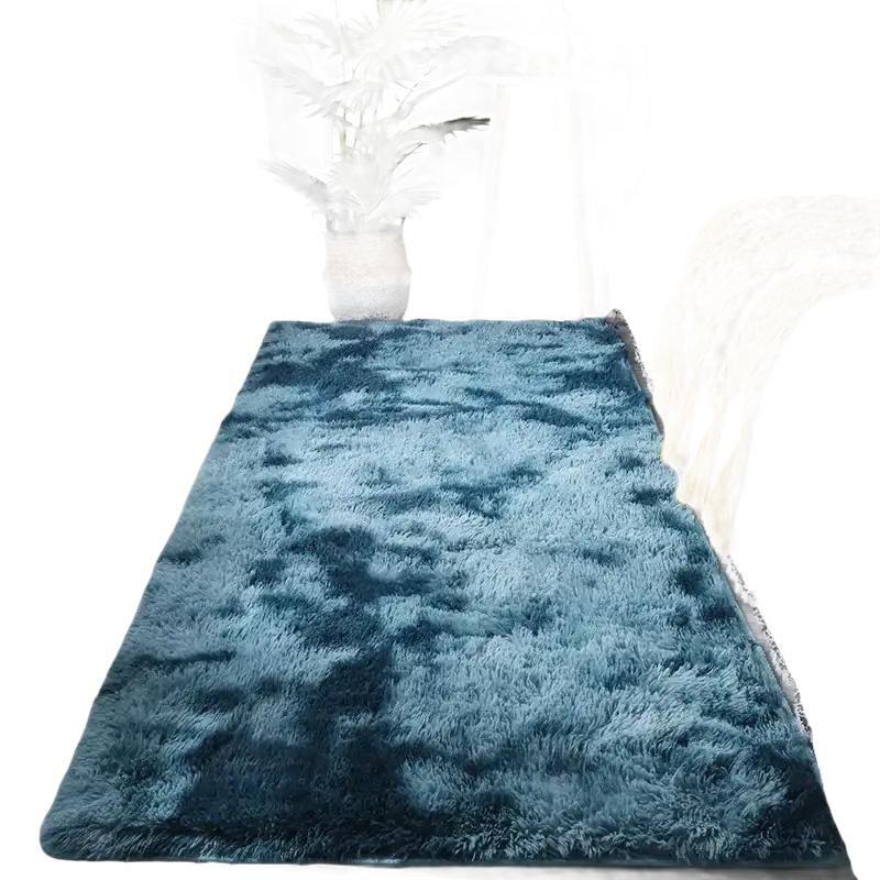 Blue ombre shag rug.