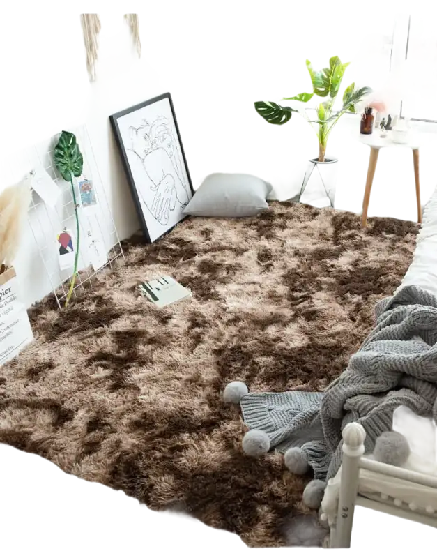 Brown and beige shag rug.