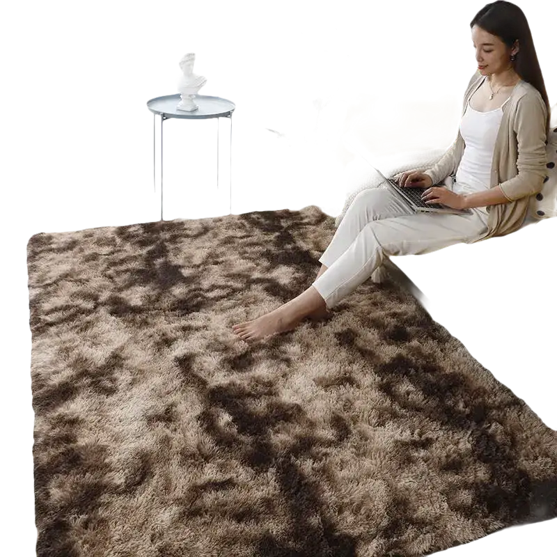 Brown and beige shag rug.