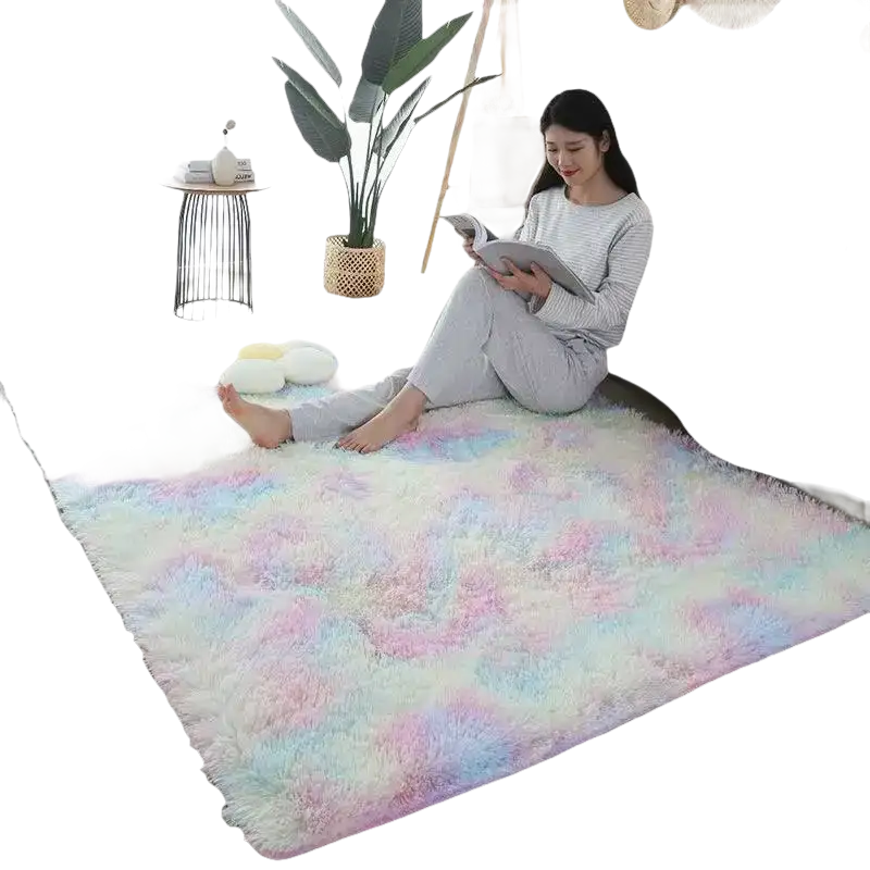 Colorful shag rug.