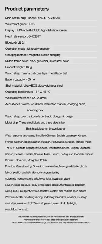2025New Health Expert Smart Watch Blood Pressure Blood Lipid Uric Acid ECG + PPG Body Temperature Bluetooth Call Health