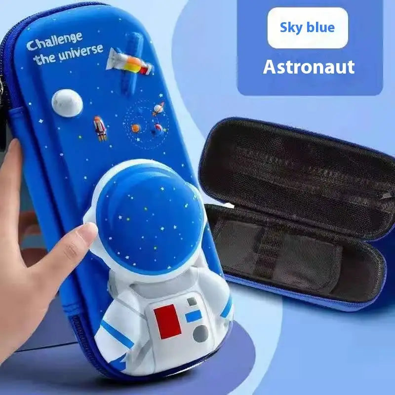 Leather Pencil Case Box - Sky Blue Astronaut