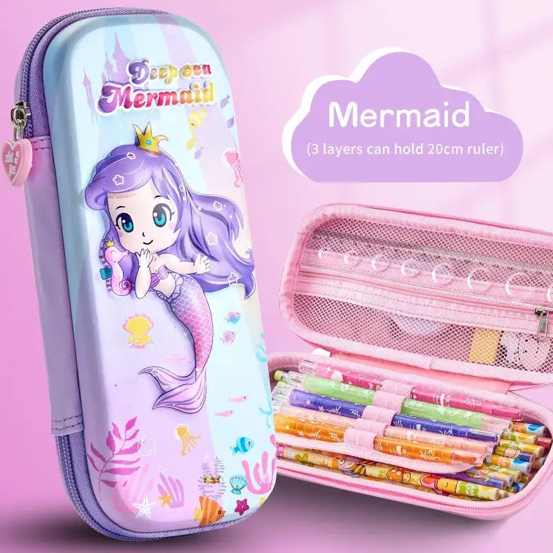 Leather Pencil Case Box - Crown Mermaid