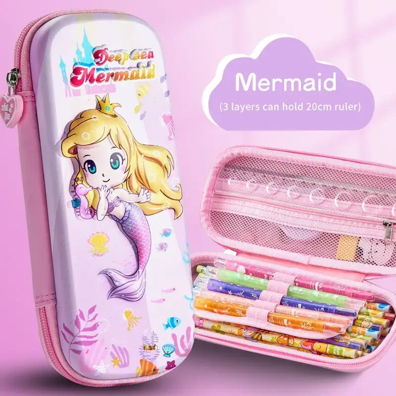 Leather Pencil Case Box - Golden Mermaid