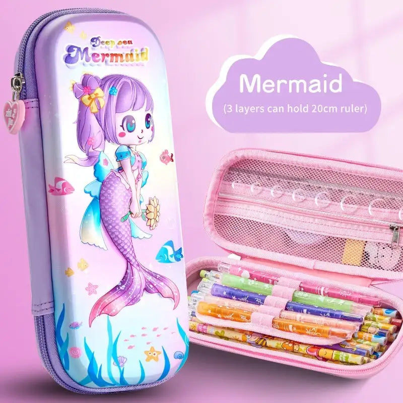 Leather Pencil Case Box - Purple Mermaid