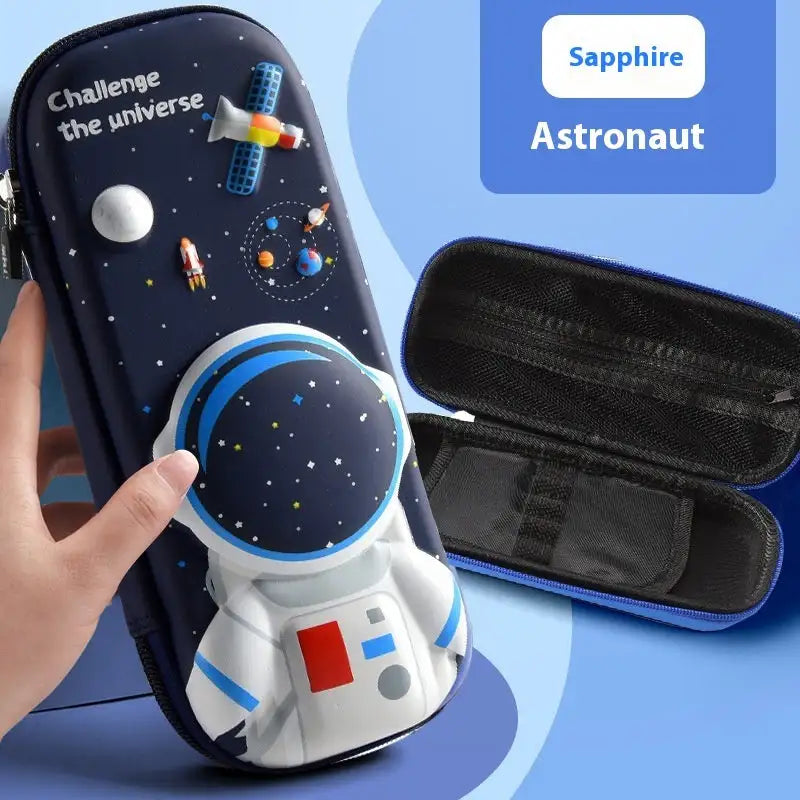Leather Pencil Case Box - Sapphire Blue Astronaut