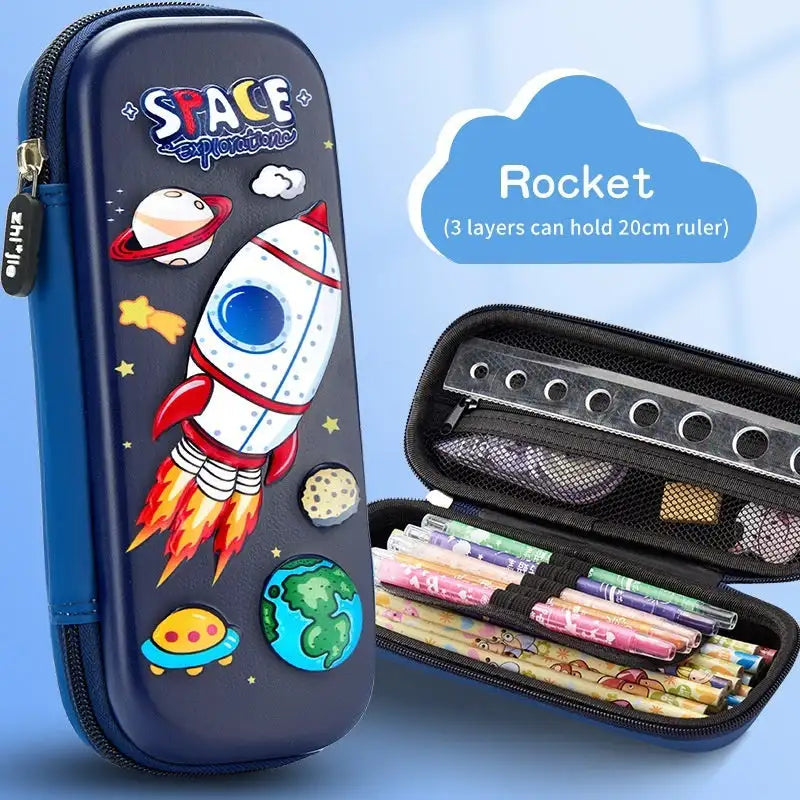 Leather Pencil Case Box - Space Rocket