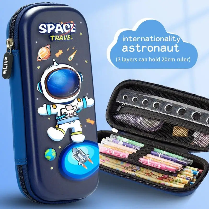Leather Pencil Case Box - White Spaceman