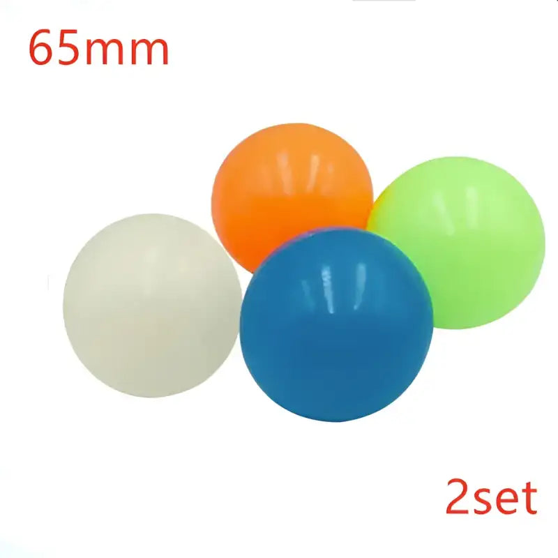 Sticky Squash Stress Ball - Wall Bounce Fun! 🧲 - Glow 4 colors / 2sets 6.5cm