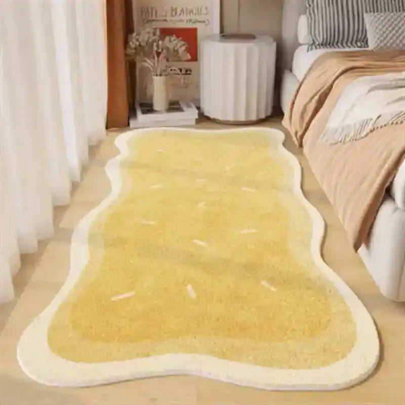 VIKAMA Fresh and Simple Wave Edge Shaped Rug Soft and Comfortable Sofa Mattress Bedside Rug Easy Care Cloakroom