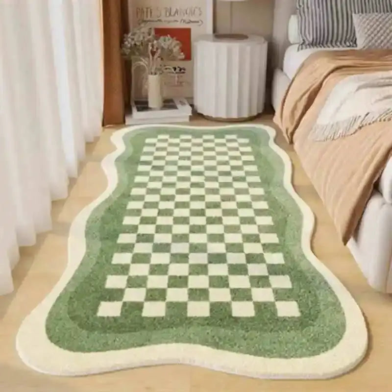 VIKAMA Fresh and Simple Wave Edge Shaped Rug Soft and Comfortable Sofa Mattress Bedside Rug Easy Care Cloakroom