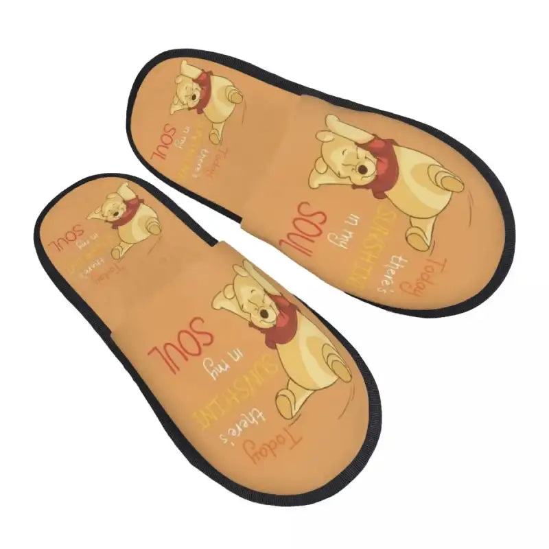Custom Winnie Pooh Bear Manga House Slippers Women Cozy Memory Foam Slip On Hotel Slipper Shoes - 12 / L