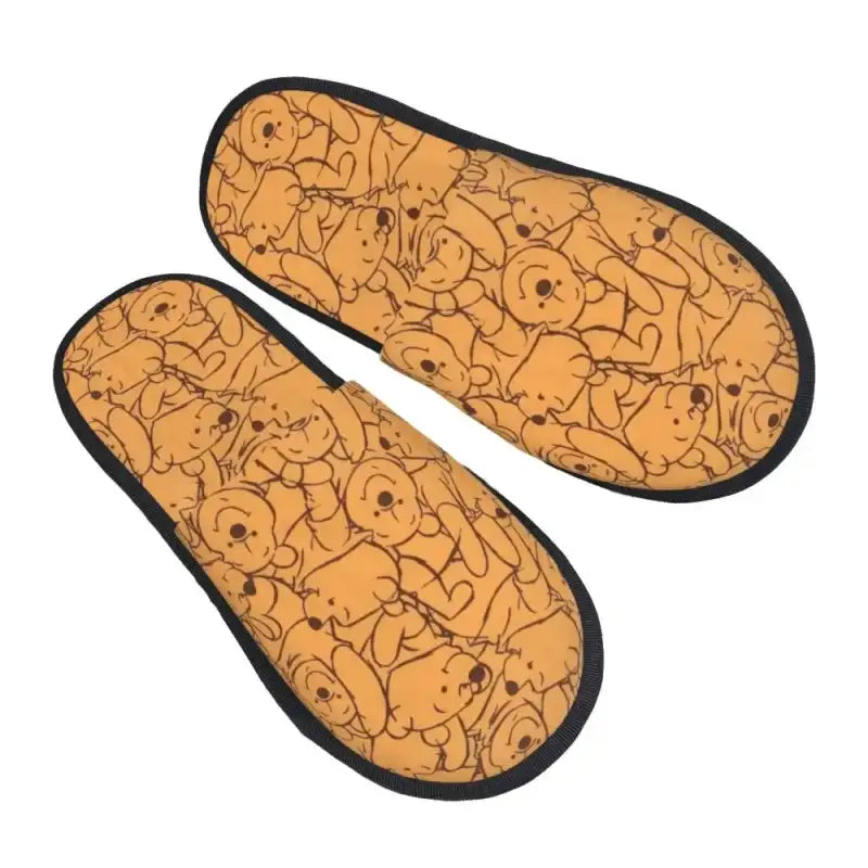Custom Winnie Pooh Bear Manga House Slippers Women Cozy Memory Foam Slip On Hotel Slipper Shoes