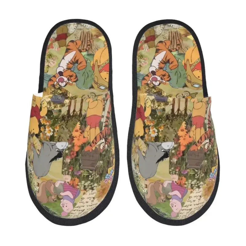 Custom Winnie Pooh Bear Manga House Slippers Women Cozy Memory Foam Slip On Hotel Slipper Shoes